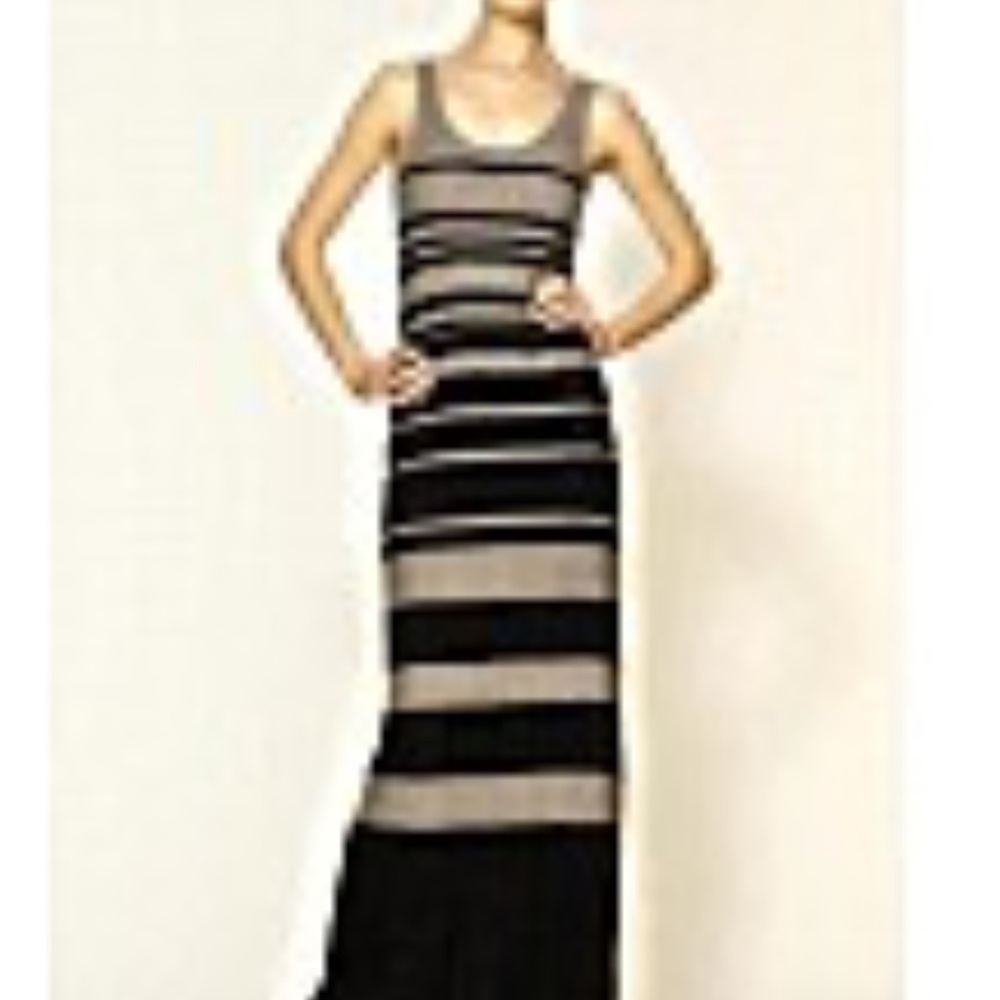 Striped Black and Gray Maxi Dress
